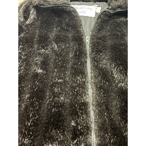 Vintage Monterey Fashions Faux Fur Mink Bomber Style Short Winter Coat Sz 12 Wmn - Picture 3 of 10